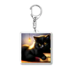 ねこノートの黒猫まるまり寝 Acrylic Key Chain