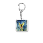 ミルクのショップの遠吠えするアート犬 Acrylic Key Chain