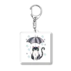 gatto solitario(物寂しげな猫)の雨に打たれる猫 Acrylic Key Chain