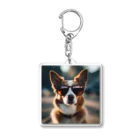 れおん&ぷりんす倶楽部のサングラスをかけたクールな犬 Acrylic Key Chain