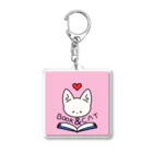 AlreschaのBOOK & CAT アイコンキーホルダー　ピンク Acrylic Key Chain