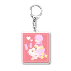 柔術やノーギTシャツのお店の女の子と意識高い系のウサギさん Acrylic Key Chain