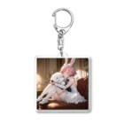 フウマショプのうさぎと犬のハグ Acrylic Key Chain