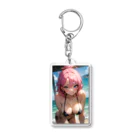 RGセクシーガールのピンク髪の美少女 Acrylic Key Chain