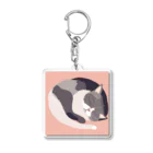 銀の時の寝ている猫のイラスト Acrylic Key Chain