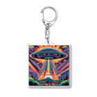 Zvookのサイケデリック　UFO Encountering the Unknown Acrylic Key Chain