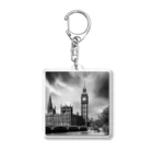 NYNANTのモノクロ　世界遺産　ウェストミンスター宮殿　ビッグベン Acrylic Key Chain