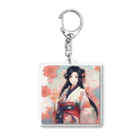 ワンダーワールド・ワンストップの浴衣を着た黑髪ロングヘアの綺麗な女性 Acrylic Key Chain