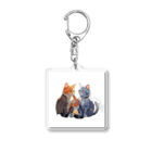 Mysterious animal shopのカップル猫 Acrylic Key Chain