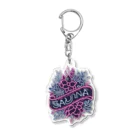 N SAUNA LOGOのネオン風花柄サウナロゴ11　花柄ver.4 Acrylic Key Chain