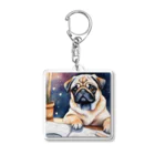 こころやすらぐの水彩子犬　パグ Acrylic Key Chain