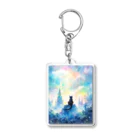 癒しの場｜Healing Placeの猫好きが癒される夢幻的な空間と猫の水彩画　Cat lovers find comfort. Enchanting space and cat watercolor. Acrylic Key Chain