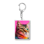 choko＆malonのカラフルな猫 Acrylic Key Chain