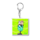 お絵描きモンキーのみぃちゃん on the melon soda Acrylic Key Chain