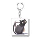 mpllogの黒猫が見つめてくる？ Acrylic Key Chain