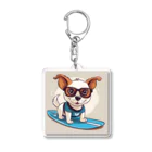 With-a-smileのサーフィン犬 Acrylic Key Chain