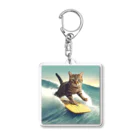 41kenzou20-moのサーフィンする猫 Acrylic Key Chain