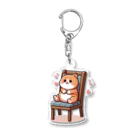 姫とすずり。のひざのっけねこ Acrylic Key Chain