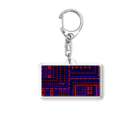 月澄狸の黒と青と赤の、ゲーム画面っぽいドット絵 Acrylic Key Chain