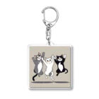 Peace Cat Shopのジャンプしている3匹の猫 Acrylic Key Chain