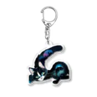 幸運のしっぽの黒猫と魔法の尻尾 Acrylic Key Chain