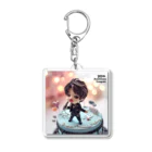 Mirecat AI Cats & Chibi Chara Shopのケーキの上で歌うちびキャラ Acrylic Key Chain