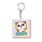 ラッキーマインあべむつきのLINEスタンプっぽいデザインの可愛らしい画像です！ Acrylic Key Chain