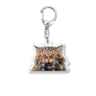 日向ぼっこのずぶ濡れ猫 Acrylic Key Chain