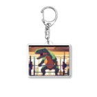 yo_yo_0903の筋トレをする恐竜 Acrylic Key Chain