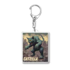 HappyFaceMarketのゴジラになりたい猫 CATZILLA Acrylic Key Chain