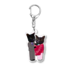 Parallel_merchの黒猫の親子 Acrylic Key Chain