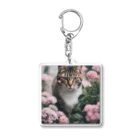 tyu0972の猫と花 Acrylic Key Chain