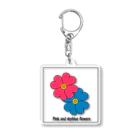 BLUE MINDのピンクと青の花　キーホルダー Acrylic Key Chain