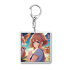 Koyo3181のフクロウの知識を共有する女の子 Acrylic Key Chain