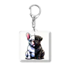 Ichigo-to-daifukuの白いフレンチブルドッグと黒いパグ Acrylic Key Chain