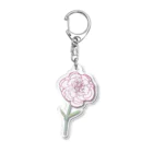 植物の絵師「洋子」の店の赤い縁取りのカーネーション Acrylic Key Chain