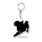 ファンシーTシャツ屋のオフロードバイクでエアーを決めるシルエット Acrylic Key Chain