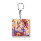 推しの美少女とアイドルのお祭りを楽しむ浴衣美少女 Acrylic Key Chain