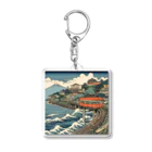 日本の風景 COOL JAPANの富士山と海と電車　Mt.Fuji and Shonan Enoden Acrylic Key Chain