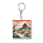 日本の風景 COOL JAPANの日本の風景、桜咲くお城　 Acrylic Key Chain