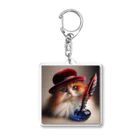 neko_shopの羽ペン猫作家 Acrylic Key Chain