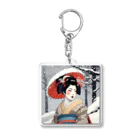 日本の風景 COOL JAPANの日本の風景:雪の降る中の舞妓さん、Jpanese senery:MAIKO in snow Acrylic Key Chain