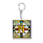 alphabet stained glassのstained glass N アクリルキーホルダー