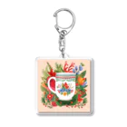 (っ◔◡◔)っ ♥ Le Petit Trésor ♥の花の詩カップ(The Flower Poetry Cup) Acrylic Key Chain