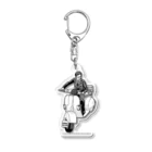 ファンシーTシャツ屋のクラシックスクーターに乗る男性 Acrylic Key Chain
