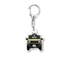 コチ(ボストンテリア)の小物用:鼻ぺちゃ犬と車(ベージュ)[v3.7.5k] Acrylic Key Chain