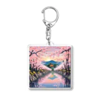 日本の風景 COOL JAPANの日本の風景:川面に映える満開の桜、Jpanese senery: Cherry blossoms in full bloom reflected on the river surface Cherry blossoms in full bloom reflected on the river surface Acrylic Key Chain