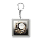 Black_White_Goldのフラワーリング Acrylic Key Chain