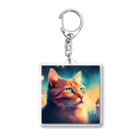 ロマンティックの何かを眺める猫のグッズ Acrylic Key Chain