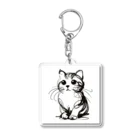 catsの一筆書きで描かれたかわいい猫のイラスト Acrylic Key Chain